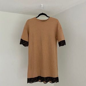 Zara Oversized Sweater Dress Size S Camel/Black